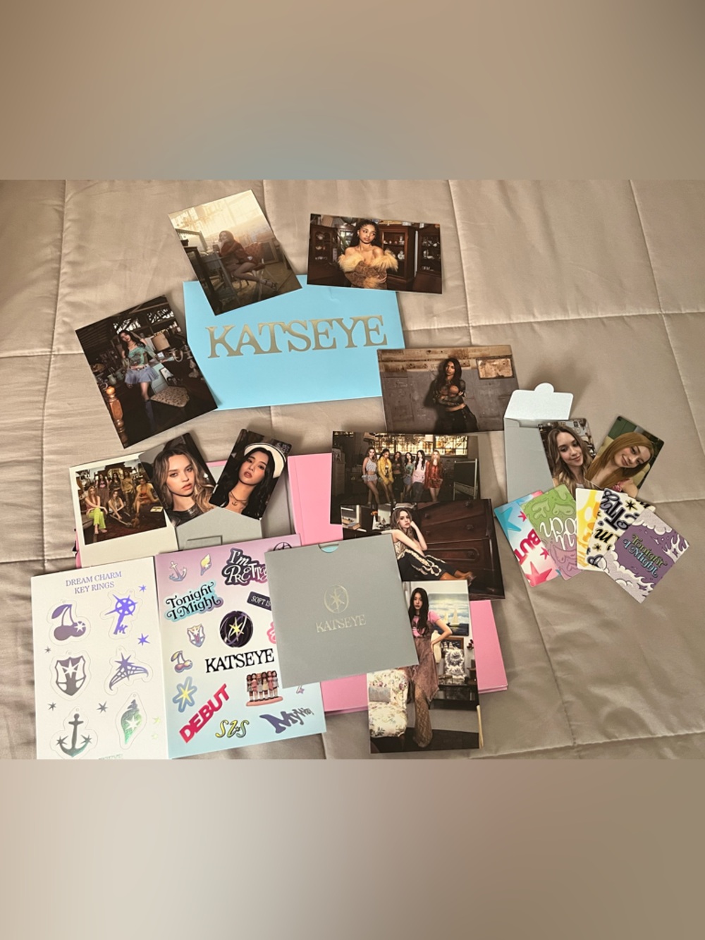 KATSEYE SIS CD, Photo, and Sticker Collectible Set - Blue & Pink